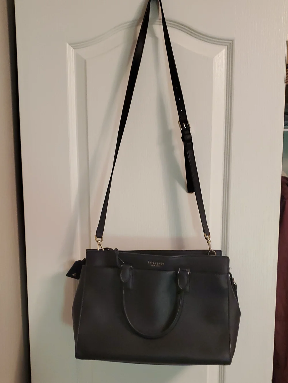 kate spade Black Leather Top-Handle Satchel with Shoulder Strap